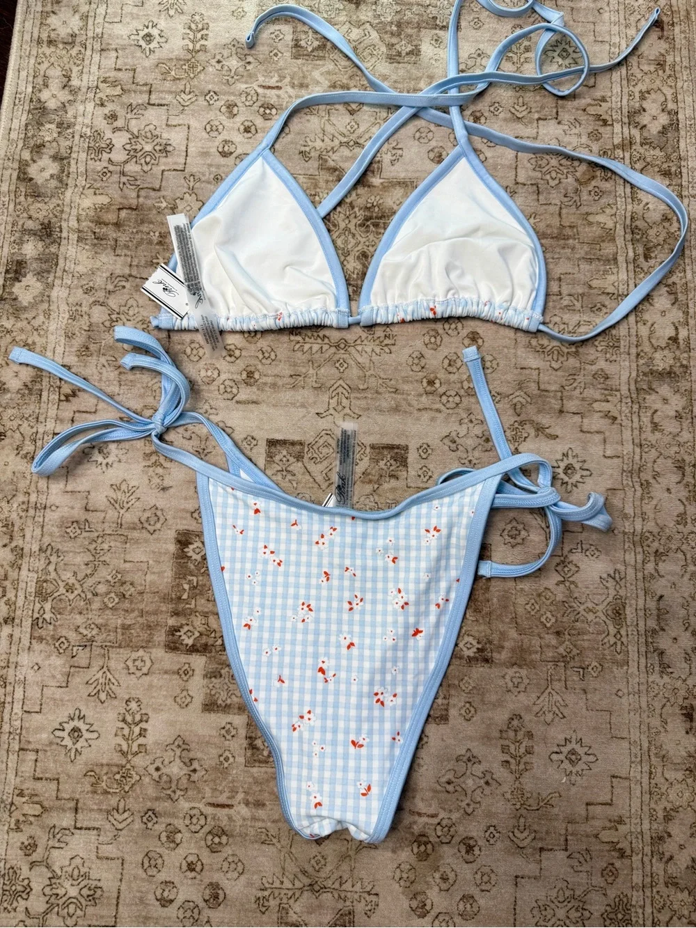 Frankie’s bikinis x Pink Monty Blue Set NWT